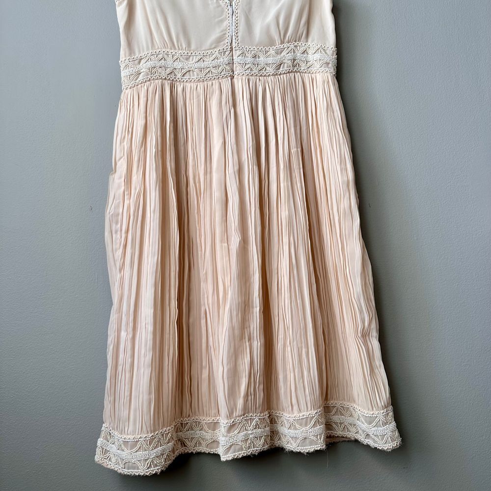 Massimo Dutti Midi Dress 6 Pink Beads Pleated Boho Romantic Dainty Fairy Ballet - Picture 10 of 12
